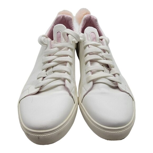 Madden Girl Bunny Sneakers, Rabbit Ear White Lace Up w/ PomPoms Sz 8 5 - Picture 2 of 8